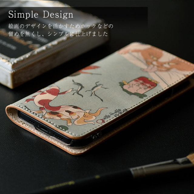 【送料無料】全機種対応スマホケース絵画手帳型ケース本革ヌメ革ケースiPhoneXperiaGalaxyAQUOSアイフォンエクスペリアギャラクシー