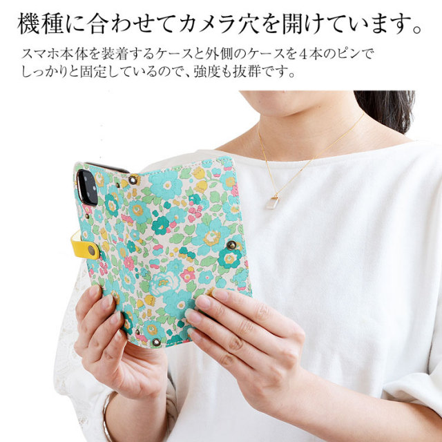 iPhone Xperia Galaxy AQUOS レザーケース 布 生地リバティ