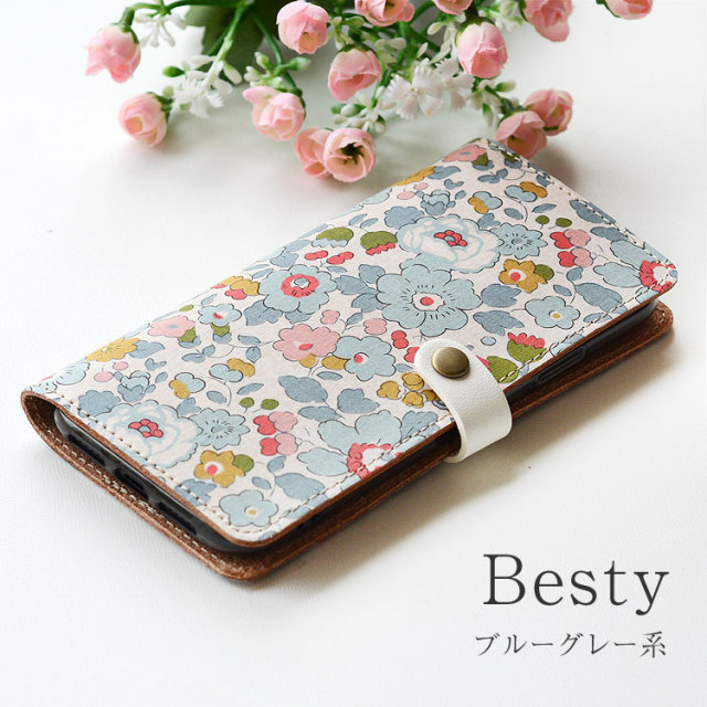 iPhone Xperia Galaxy AQUOS レザーケース 布 生地リバティ