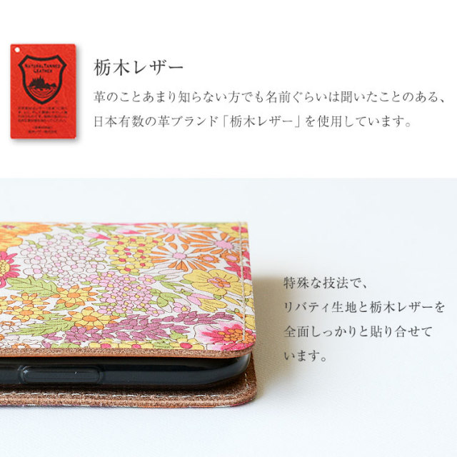 iPhone Xperia Galaxy AQUOS レザーケース 布 生地リバティ