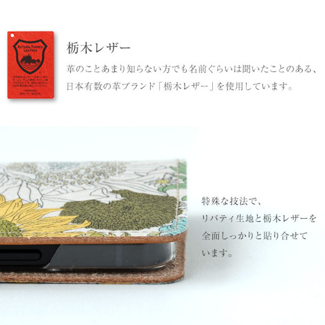iPhone Xperia Galaxy AQUOS レザーケース 布 生地リバティ