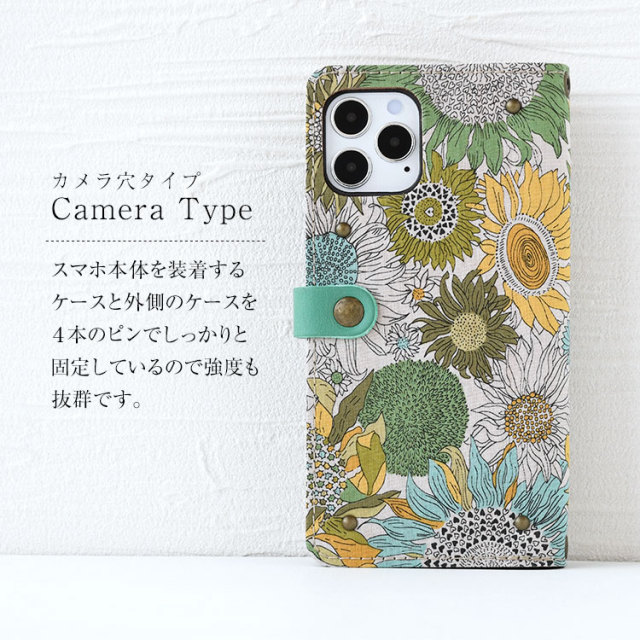 iPhone Xperia Galaxy AQUOS レザーケース 布 生地リバティ