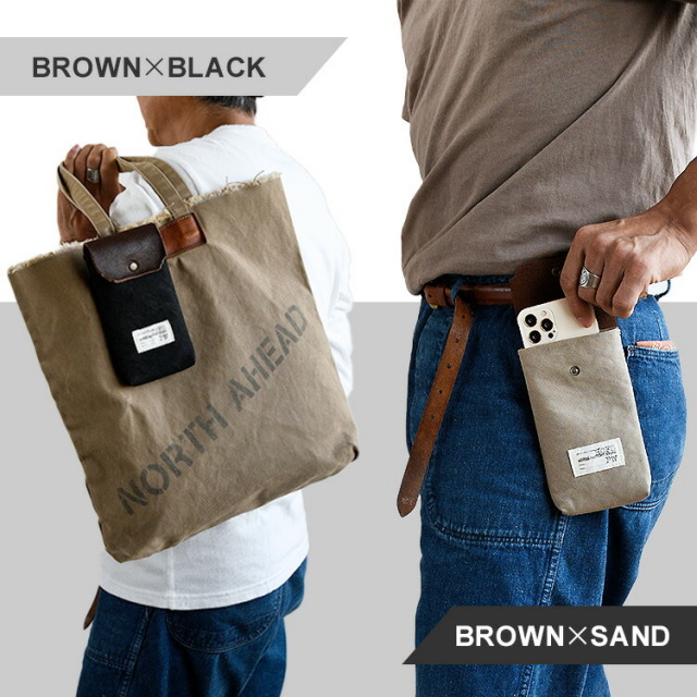 ダック地 スマホポーチ メンズ レディース おしゃれ 本革 ショルダーストラップ ショルダーポーチ 斜め掛け