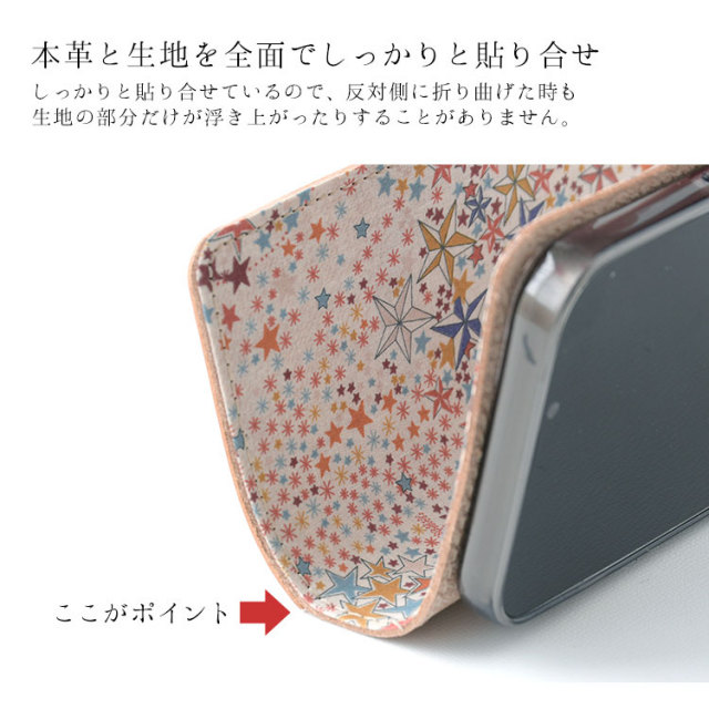iPhone Xperia Galaxy AQUOS レザーケース 布 生地リバティ