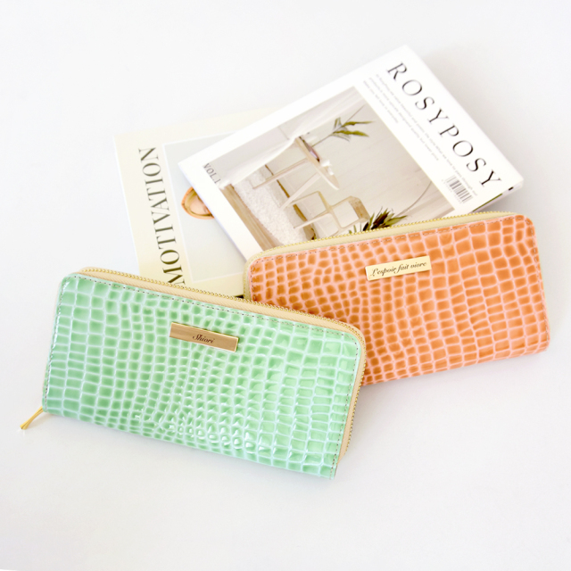 クロコのエナメル長財布 楽天市場】京都 浪速屋 風水 財布 クロコ 長財布 レディース