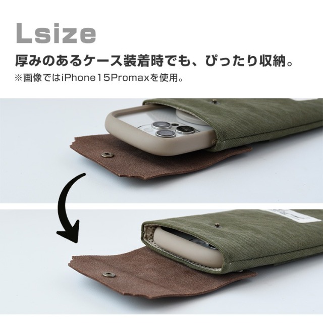 ダック地 スマホポーチ メンズ レディース おしゃれ 本革 ショルダーストラップ ショルダーポーチ
