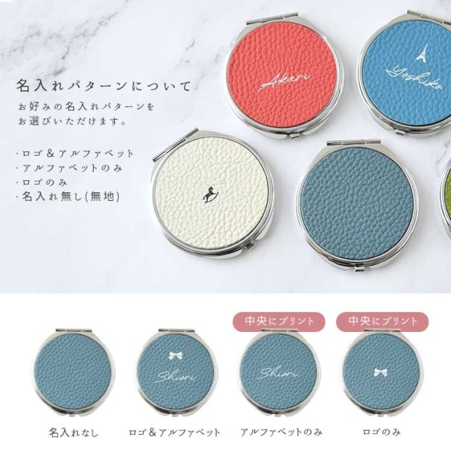 本革シュリンクレザー 拡大鏡付きコンパクトミラー HIGHCAMP FACTORY