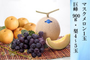 マスクメロン 1玉・巨峰 900g・梨 4-5玉