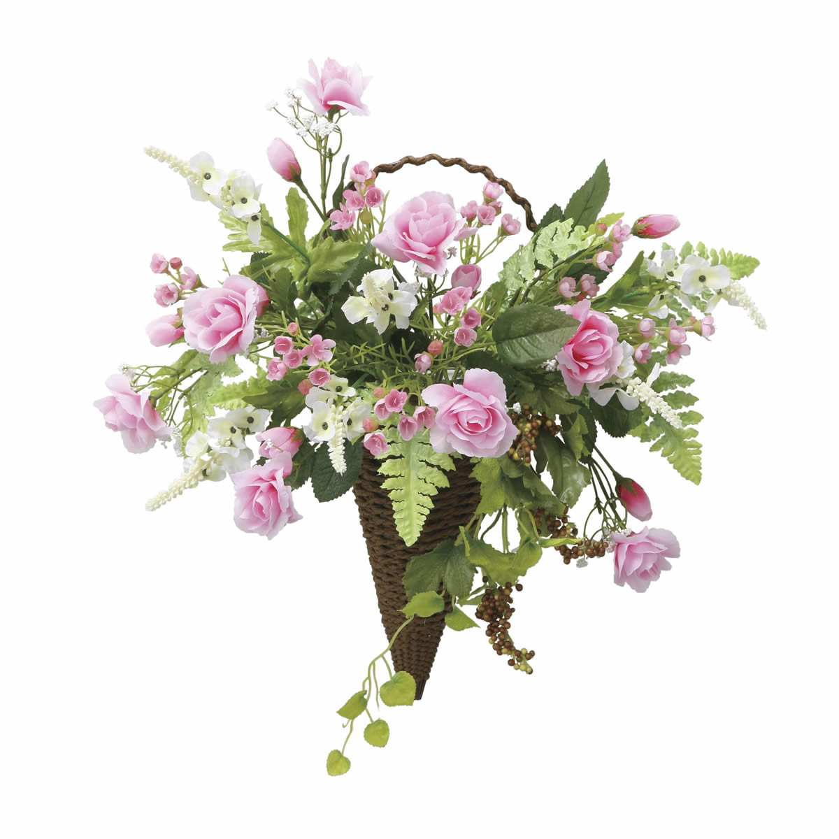 光触媒 光の楽園 壁掛けピンクコーン【アートフラワー 造花】(2554A85)（※ラッピング不可）