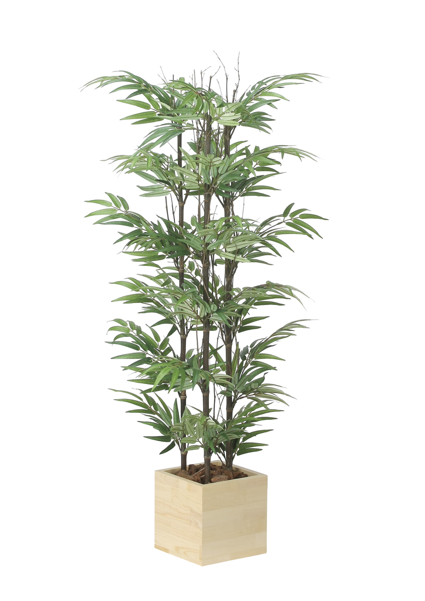 光触媒 光の楽園 ウッドボックス黒竹1.2m【インテリア フェイクグリーン 人工観葉植物】(2632A300)（※ラッピング不可）