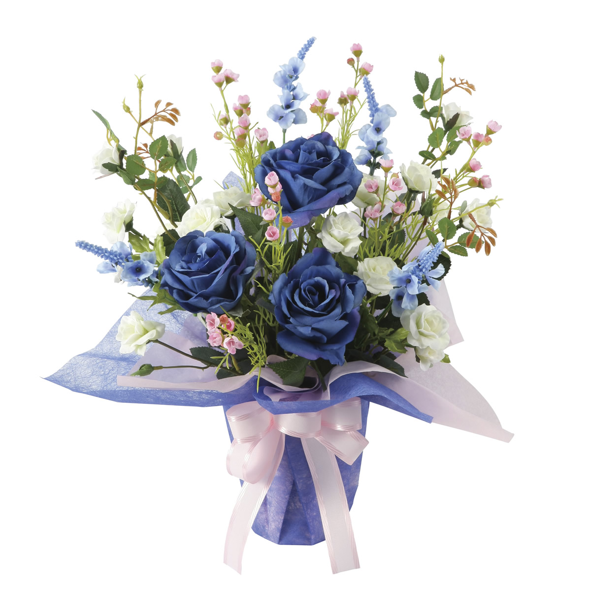 【美品】  ブルーフラワー　17cm 6P 618 光触媒 光の楽園 ブルーレイン【アートフラワー 造花】(880R65) 造花と