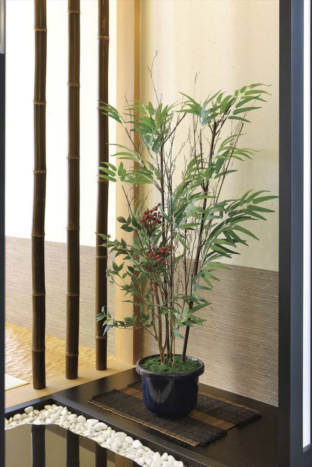 光触媒 光の楽園 黒竹&南天 高さ 1m 【インテリア フェイクグリーン  