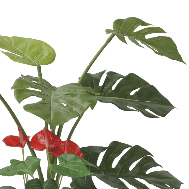 光触媒　人工観葉植物　フェイクグリーン　モンステラ&アンスリューム 95 光触媒 光の楽園 モンステラ&アンスリューム 95【インテリア フェイク