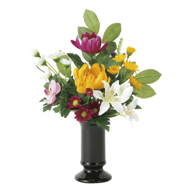 光の楽園 仏花小菊（器付）1本【仏花シリーズ】【アートフラワー 造花】(2388R37N)（※ラッピング不可）