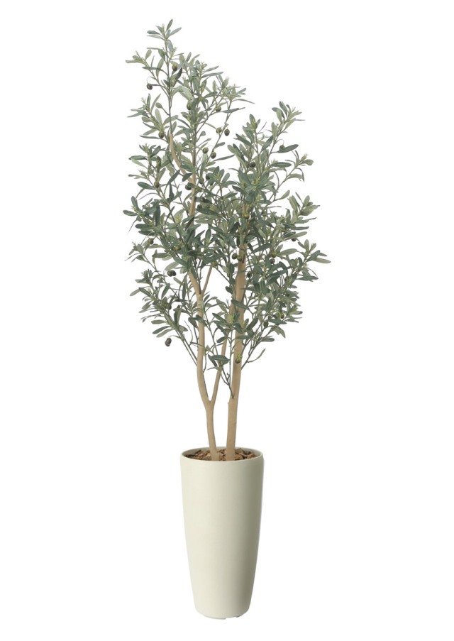 光触媒 光の楽園 スリムオリーブ1.6m【インテリア フェイクグリーン 人工観葉植物】(2519R400)（※ラッピング不可）
