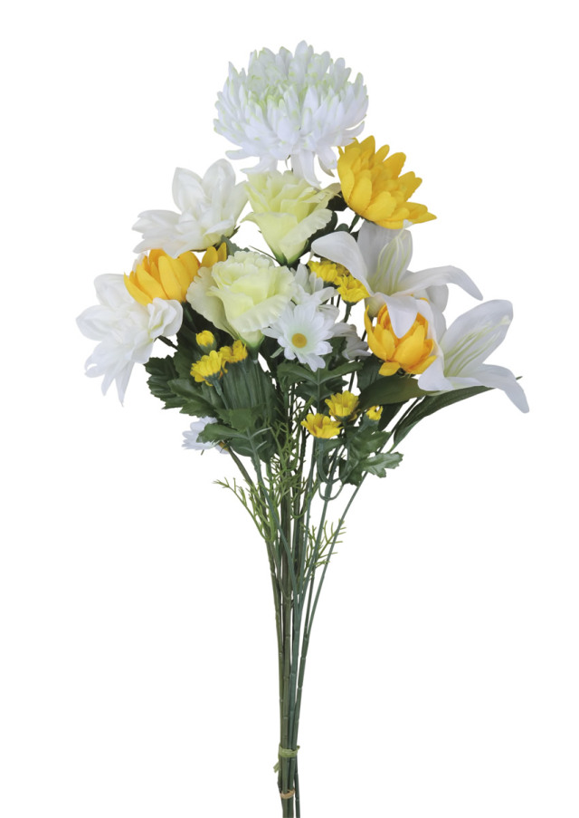 光の楽園 上手組仏花ホワイト1本【仏花シリーズ】【アートフラワー 造花】(2693A28N)（※ラッピング不可）