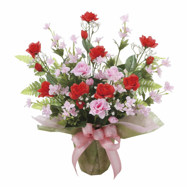 ◇日本製◇◇◇アートフラワー 造花 レッドスターローズ 高さ55cm光の