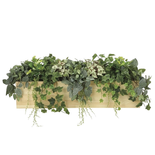 光触媒 光の楽園ウッドボックスL【インテリア フェイクグリーン 人工観葉植物】（※ラッピング不可）(939R380)