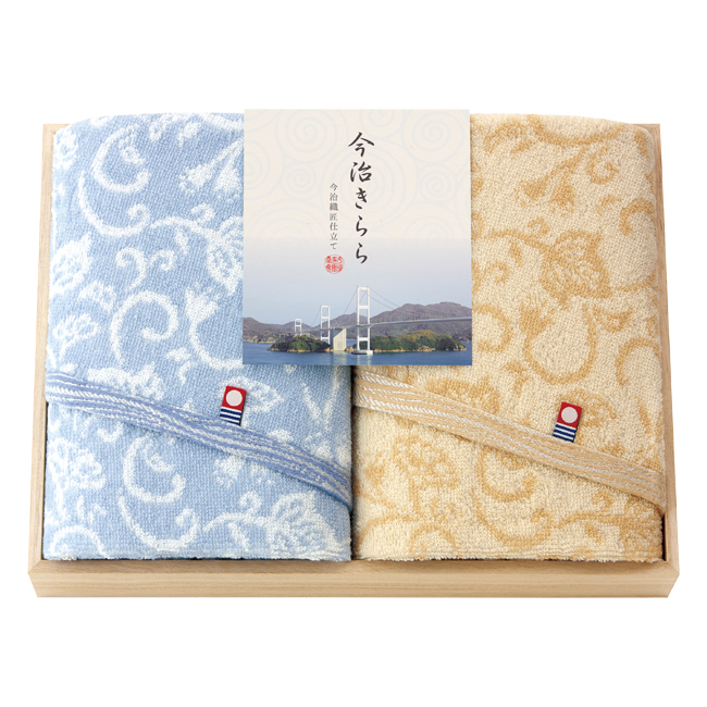 今治きらら　木箱入フェイスタオル2Pセット　No.30
