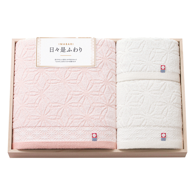今治　日々是ふわり　木箱入りバス・フェイス・ハンドタオルセット　No.40
