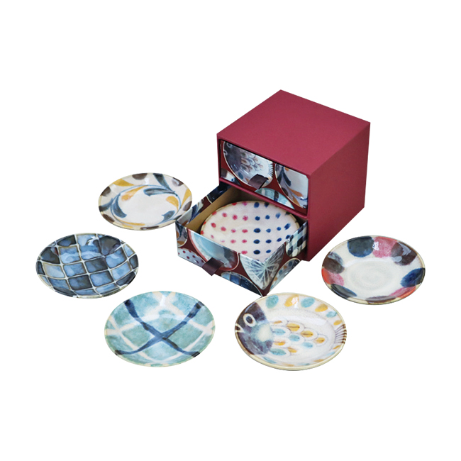 Brush　Blue　ブラッシュカラー　六種小皿揃（タンス箱入）　No.30