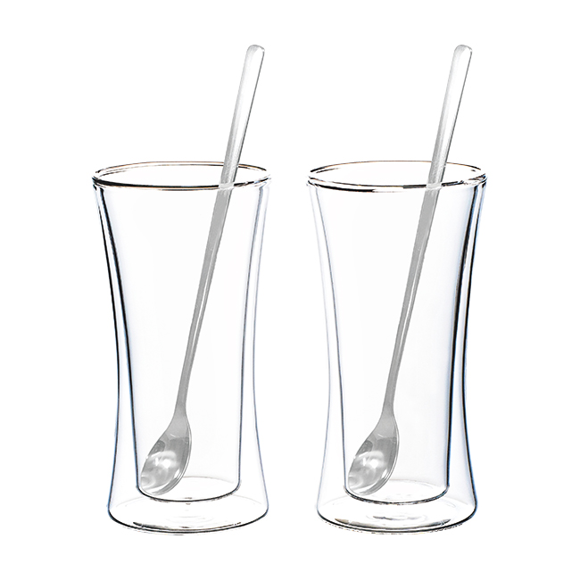 ウェルナーマイスター　耐熱二重ガラスタンブラー＆ロングスプーンペアセット　No.50