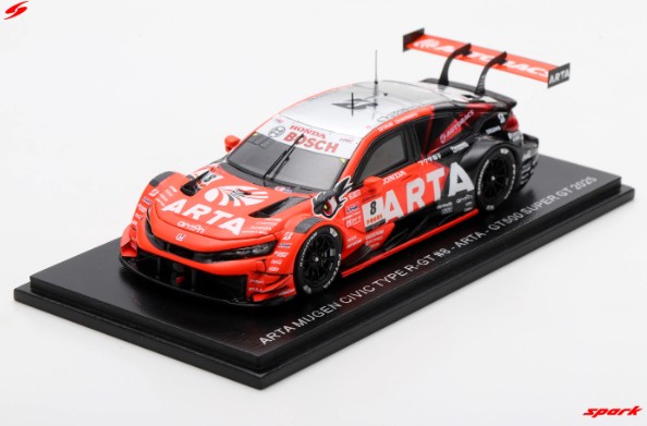 Spark 1/43 ARTA MUGEN CIVIC TYPE R-GT #8 ARTA No.8 GT500 SUPER GT 2025 T. Nojiri - N. Matsushita