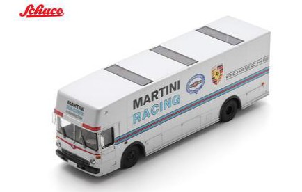 <予約 2026/11月発売予定> Schuco 1/43 1974 Mercedes-Benz O317 race car transporter "MARTINI" silver