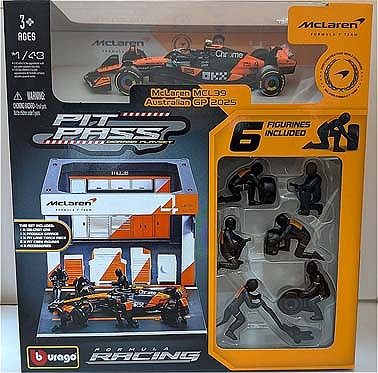 <予約 2026/7月下旬発売予定> BURAGO 1/43 マクラーレン PIT PASS セット MCL39  No,4 L.ノリス　(クルー×6pcs パドックガレージ)