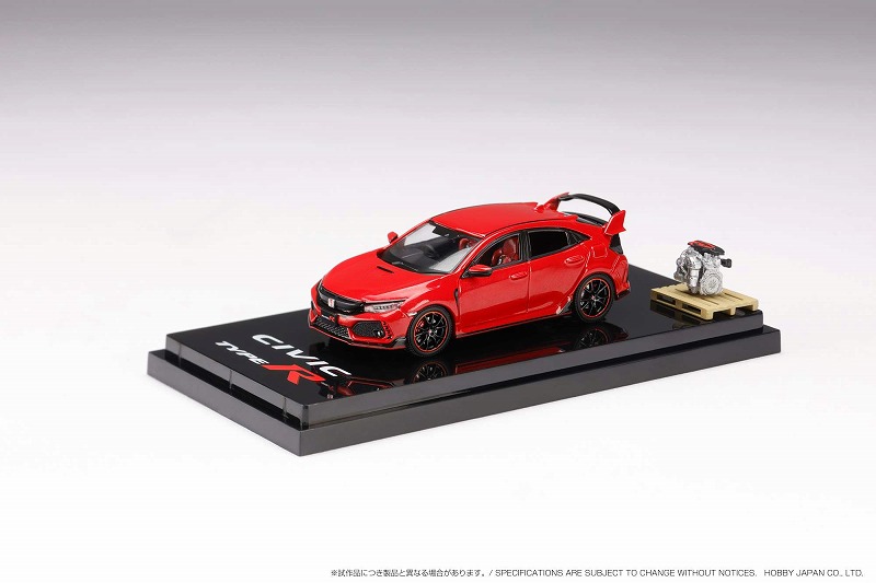 HobbyJapan 1/64 ホンダ シビック TYPE R FK8 2017 エンジンディスプレイモデル付 フレームレッド