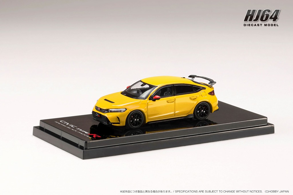 HJ64 1/64 Honda CIVIC TYPE R (FL5) RACING BLACK Package / 純正オプションパーツ装着車 イエロー（カスタムカラー）