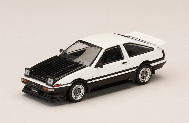 <予約 2026/12月発売予定> HJ64 1/64 トヨタ スプリンター トレノ GT APEX (AE86) 後期型 JDM Style カーボンボンネット ホワイト/ブラック