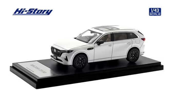 Hi-Story 1/43 MAZDA CX-80 (2024) ロジウムホワイトプレミアムメタリック （ダイキャスト製）