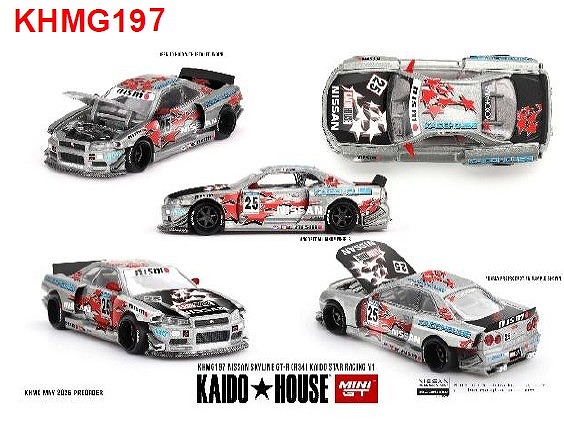 MINI GT 1/64 Nissan スカイライン GT-R R34 Kaido Star Racing V1(右ハンドル)