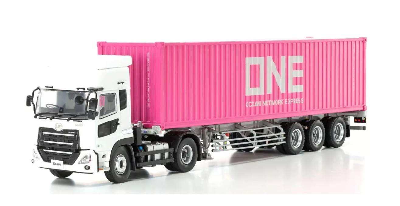Kyosho 1/43 UDクオンGK日本トレクスコンテナセミトレーラー (ホワイト/ONE コンテナ）