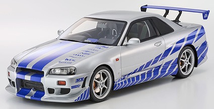 Kyosho 1/12 日産 スカイライン R34 GT-R 2001 "Fast & Furious" (シルバー/ブルーストライプ) 