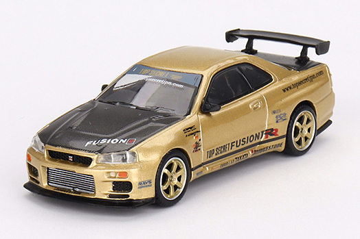 MINI GT 1/64 Nissan スカイライン GT-R R34 Top Secret Gold (右ハンドル)日本限定 