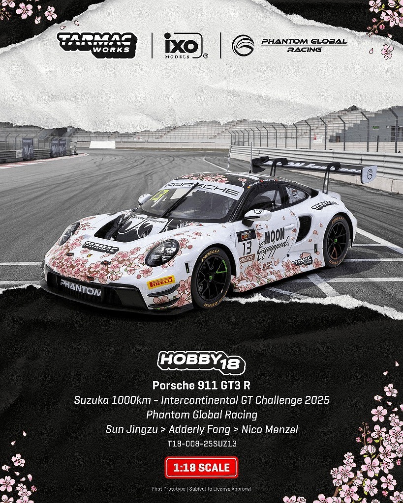 <予約 2026/11月発売予定> TARMAC 1/18 Porsche 911 GT3 R Suzuka 1000km - Intercontinental GT Challenge 2025 Phantom Global Racing