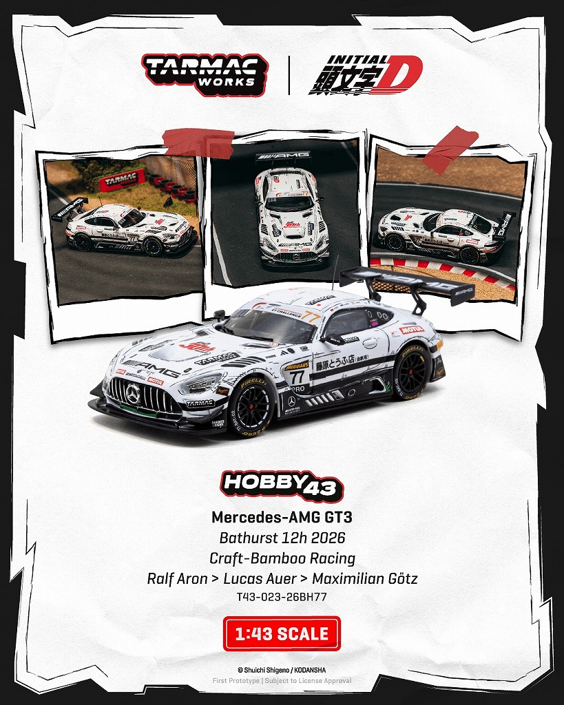 <予約 2026/12月発売予定> TARMAC 1/43 Mercedes-AMG GT3 Bathurst 12h 2026 Craft-Bamboo Racing R.Aron / L.Auer / M.Gotz