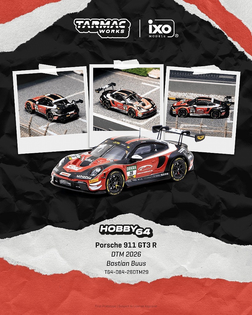<予約 2026/11月発売予定> TARMAC 1/64 Porsche 911 GT3 R DTM 2026 Bastian Buus