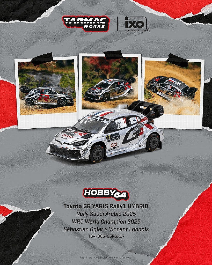 <予約 2026/11月発売予定> TARMAC 1/64 Toyota GR YARIS Rally1 HYBRID Rally Saudi Arabia 2025 WRC World Champion 2025 S.Ogier / V.Landais
