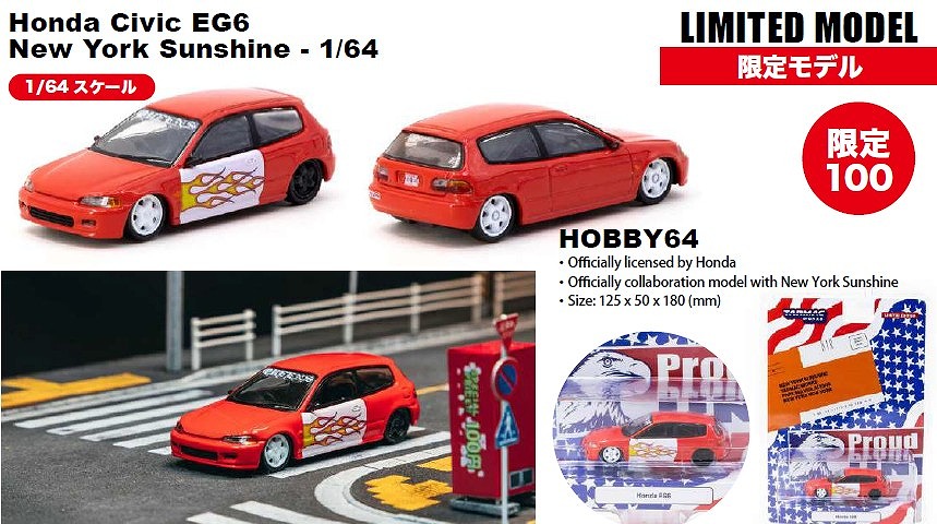 TARMAC 1/64 Honda Civic EG6 New York Sunshine　限定100