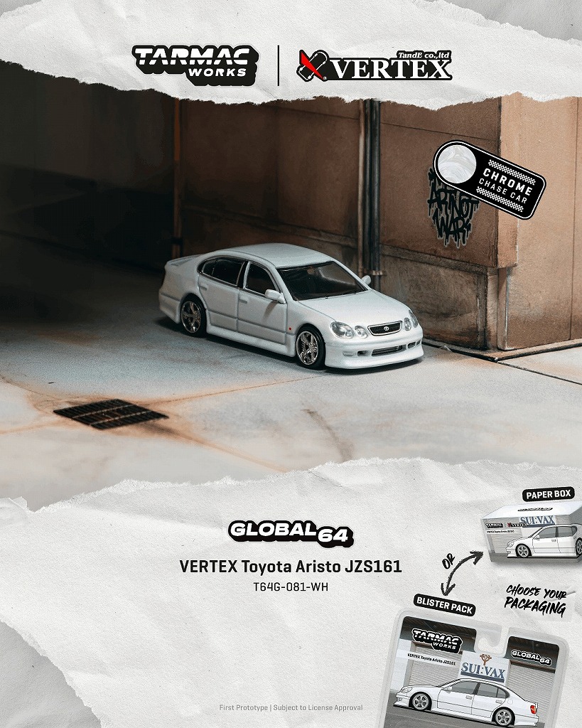 <予約 2026/10月発売予定> TARMAC 1/64 VERTEX Toyota Aristo JZS161 White