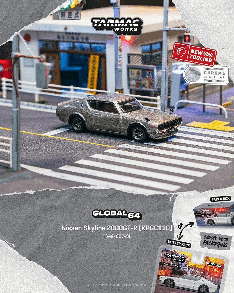 <予約 2026/12月発売予定> TARMAC 1/64 Nissan Skyline 2000GT-R (KPGC110) Silver