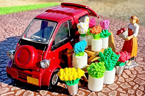 <予約 2026/5月発売予定> TOMICA LIMITED VINTAGE NEO 1/64 ジオコレ64 #カースナップ 17b 花屋2(ダイハツ ミゼットII カーゴ 付属)