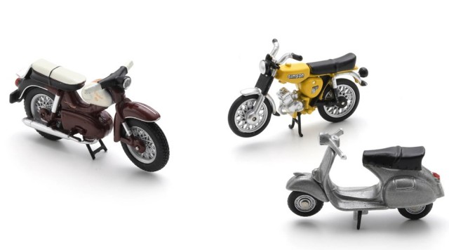Schuco 1/43 Motorcycle Set w.Kreidler Florett Super/Vespa GS/Simson S52