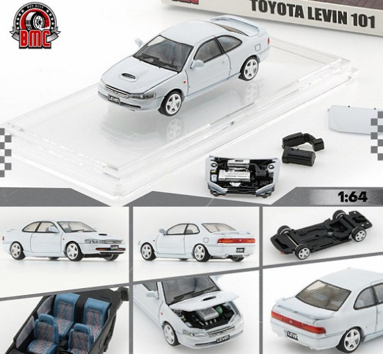 BM CREATIONS 1/64 トヨタ レビン 101 ホワイト (右ハンドル) ターボ用ボンネット/エンジン/NA用エンジンカバー/フィルター付