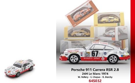 <予約 2026/9月発売予定> Spark 1/64 Porsche 911 Carrera RSR 2.8 No.67 24H Le Mans 1974 W. Vollery - E. Chapus - R. Dorchy