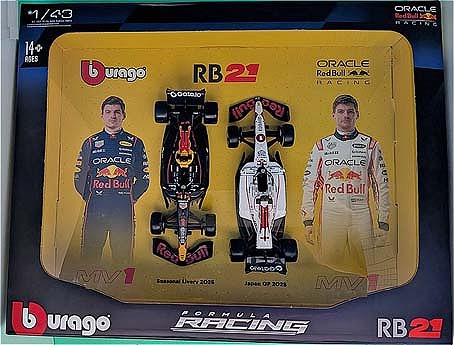 <予約 2026/7月下旬発売予定> BURAGO 1/43 オラクル レッドブル レーシング RB21 2025 No, M.フェルスタッペン 2台セット(ブルー/ホワイト)