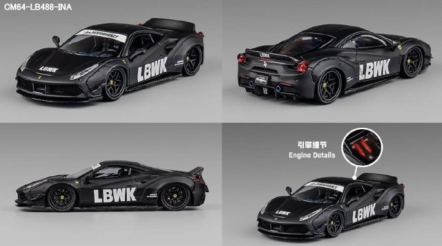 CM-MODEL 1/64 LB-WORKS 488 Widebody マットブラック インドネシア限定